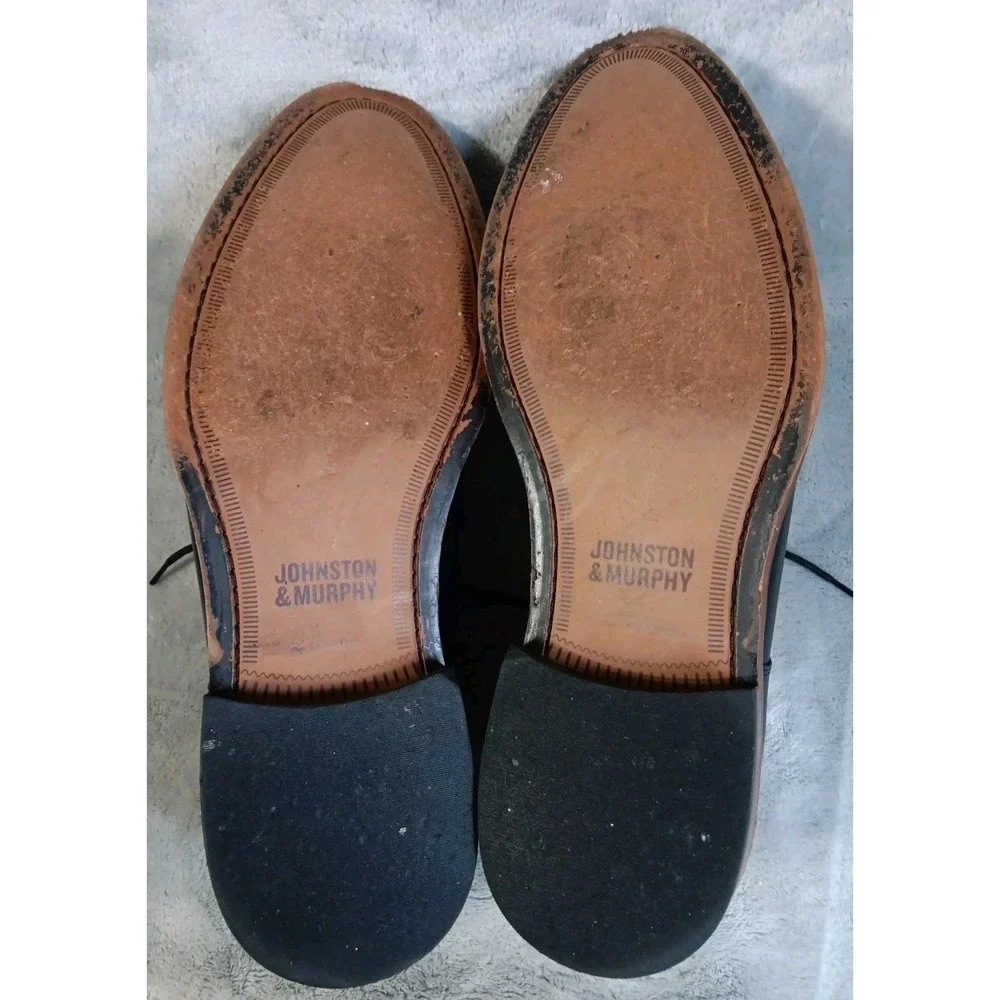 Johnston Murphy Mens Dress Shoes‎ Sz 10 Black Leather Cap Toe Oxfords